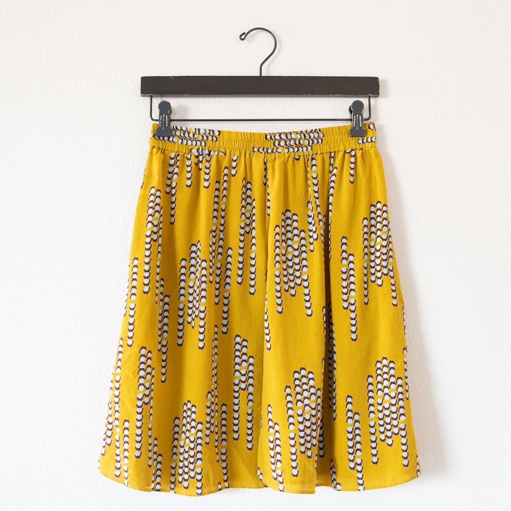 Tucker NYC Silk Mustard Print Mini Skirt